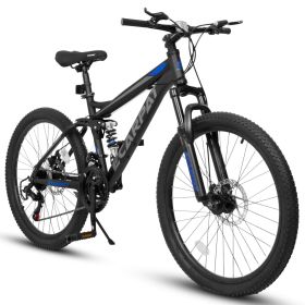 A2760 Mountain Bike 27.5 Inch Wheels, 21-Speed Full Suspension Mens Womens Trail Commuter City Mountain Bike