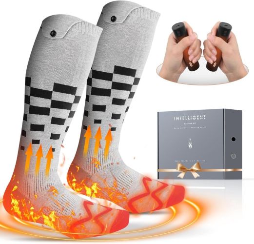 Heated Set Rechargeable - Heated Socks and Hand Warmers for Men - 2 Packs 6000mAh Electric Foot Warmers - Gifts for Camping, Hunting Heated Set Rechargeable - Heated Socks and Hand Warmers for Men - 2 Packs 6000mAh Electric Foot Warmers - Gifts for Camping, Hunting