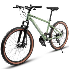A24301 Mountain Bike 24 Inch Wheels, 21-Speed Mens Womens Trail Commuter City Mountain Bike (Color: as Pic)