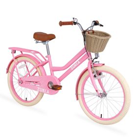 Multiple Colors,Girls Bike with Basket for 7-10 Years Old Kids,20 inch wheel ,No Training Wheels Included (Color: Pink)