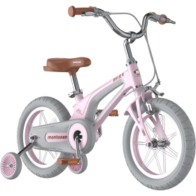 M-F800-14 inch Kids Bike for Girls and Boys, Magnesium Alloy Frame with Auxiliary Wheel, Kids Single Speed Cruiser Bike. (Color: Pink)