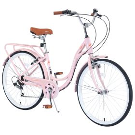 7 Speed, Steel Frame, Multiple Colors 26 Inch Ladies bicycle (Color: as Pic)
